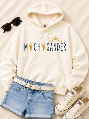 Michigander-Comfort Colors Ivory-Ice Cream Summer Days Graphic Hoodie